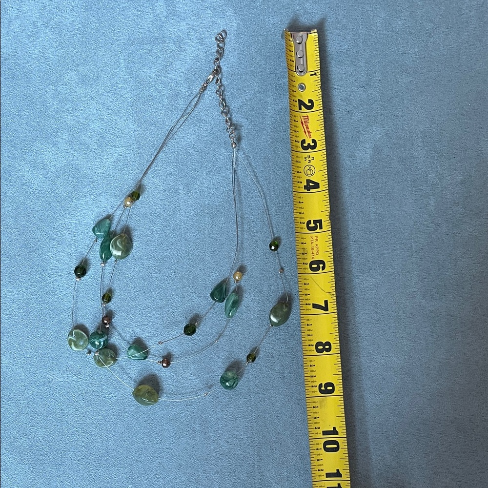 Green Stone Multi-Strand statement Necklace. Free with purchase
